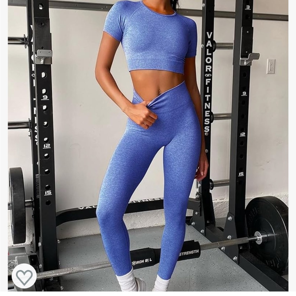 High waisted blue Workout Set